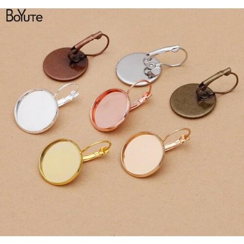 BoYuTe (50 Pieces/Lot) Fit 8-10-12-14-16-18-20-25MM Cabochon Earring Blanks Base Diy Handmade French Ear Hooks Accessories