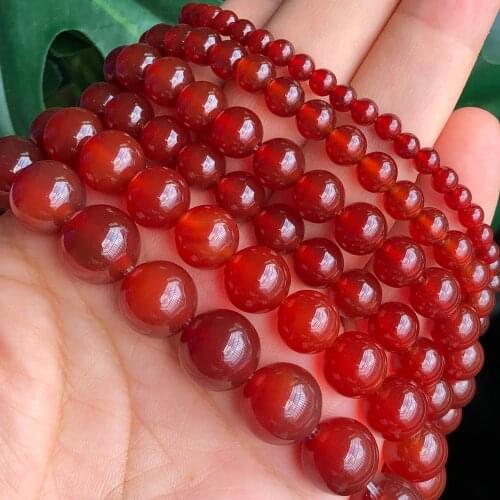 AAA Natural Stone Red Carnelian Agates Bead Round Loose Spacer Beads For Jewelry Making 6/8/10MM Diy Necklace Bracelet 15"Strand