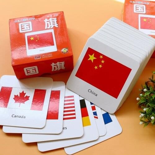 Baby Kids Enlightenment Cognitive Cards National Flag Flash Cards Early Educational Toys English Games Adult Children Memory Toy