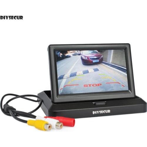 DIYSECUR 5" Foldable TFT LCD Monitor Car Reverse Rear View Car Monitor for Camera DVD VCR