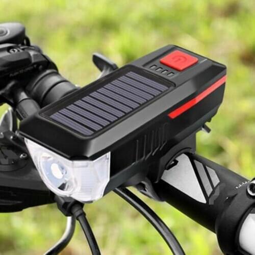 Solar Horn Light USB Dual Rechargeable T6LED Strong Light Flashlight Bicycle Waterproof Headlight Bicycle Waterproof Headlight
