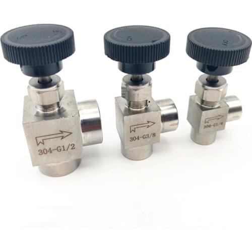 1/8"1/4"3/8"1/2" BSP Equal Female Thread 304 Stainless Steel Flow Control Shut Off Needle Valve