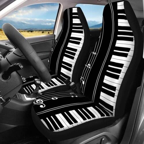 INSTANTARTS Piano Keys with Music Note Fashion Seat Covers for Car Interior Accessories 2 Pack Protector Cover Cushion Pad Mat