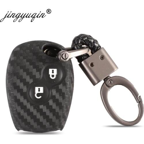 Jingyuqin 10pcs 2 Buttons Carbon Silicone Car Key Case Cover For Renault Kangoo DACIA Scenic Megane Sandero Captur Twingo Modus