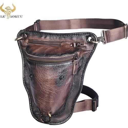 Quality Leather Men Design Casual Travel Messenger Cross-body Satchel Bag Fashion Blue Fanny Waist Belt Pack Leg Drop Bag 833