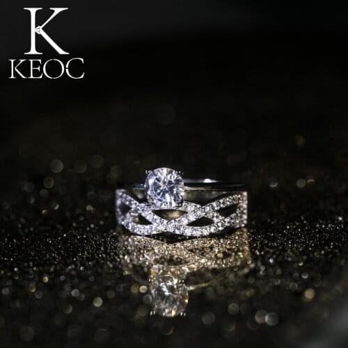 Keoc Adjustable size 2 Carat AAA Zircon Womens Tube Top Rings for Women Aesthetic Wedding Engagement Ring Bride Luxury Gift