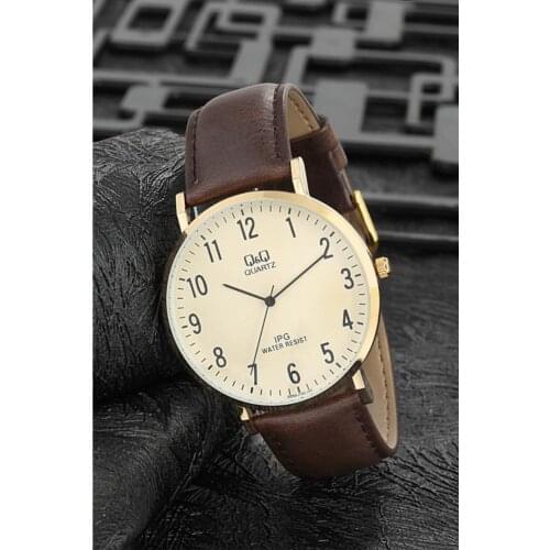Classic Mens Wristwatch with Leather Band Numbers