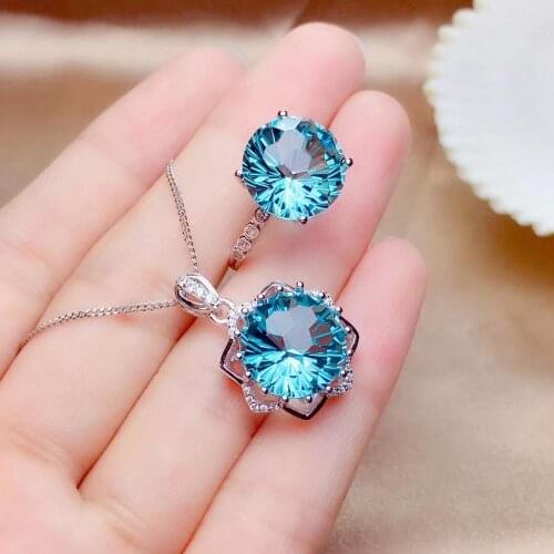 Classic sparkling blue crystal ring for women silver ornament real 925 silver exquisite crystal girl birthday gift