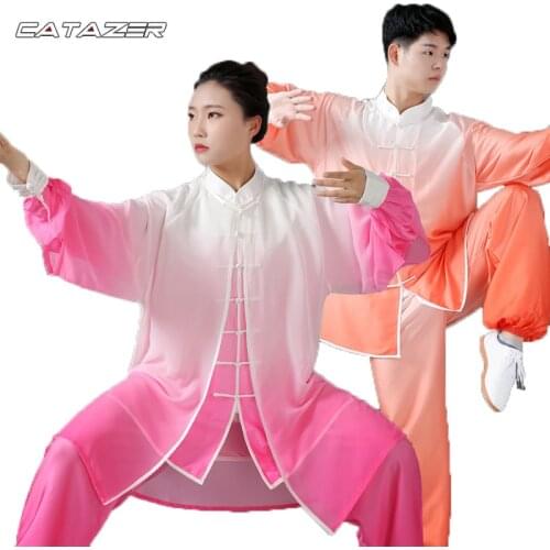 Chiffon Satin Three-piece Tai Chi Suit Female Tai Chi Performance Competition Suit Male Tai Chi Practice Suit New Performance