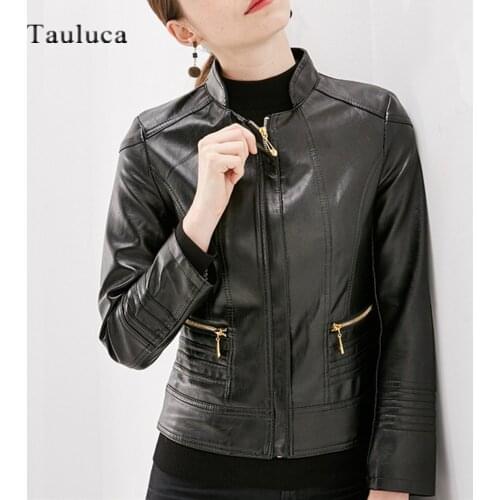 Basic PU Leather Jackets Women Spring Autumn Long Sleeve Moto Biker Zipper Jacket Slim Fit Black Red Oversize Plus Size Coats
