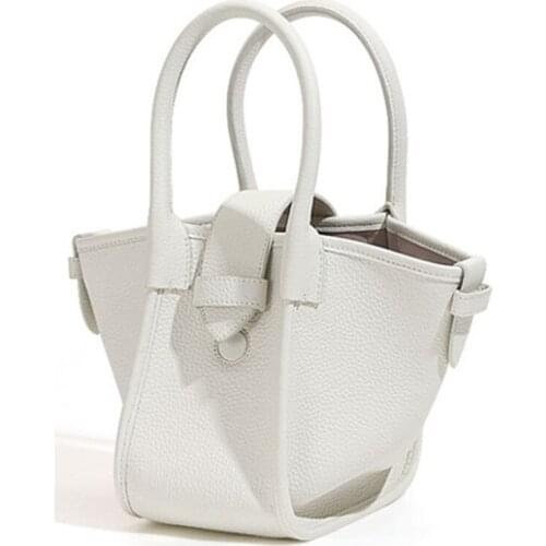 Fashion White Handbags for Women Casual Tote Bag Genuine Leather Small Totes Ladies Luxury Designer Handbag Female Backet Bags