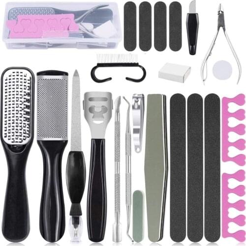 Professional Pedicure Tools Kit，23PCS Pedicure Supplies, Foot Dead Skin Remover Tool, Foot Care, Stainless Steel Foot File