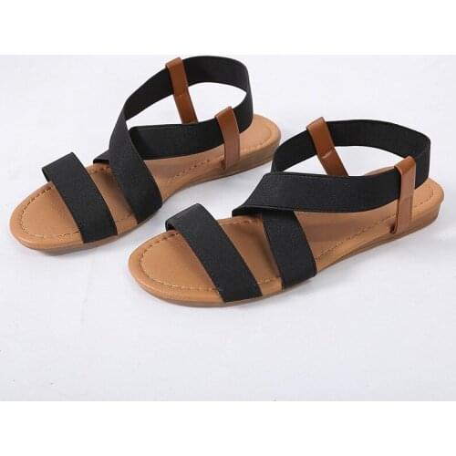 2021 New Summer Cool And Comfortable Elastic Band Flat Round Toe Womens Sandals