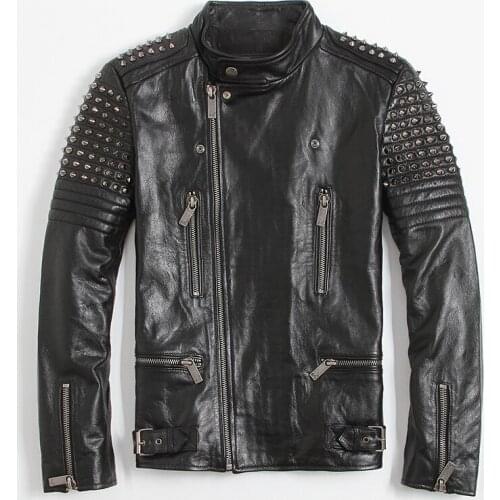 Autumn Winter Genuine Leather Jacket Men Streetweaar Real Sheepskin Coat Man Moto Biker Vintage Cow Leather Jackets 2777766