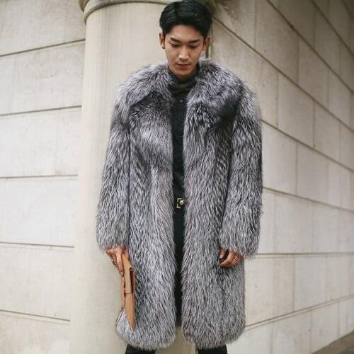 New specials imitation fur coat imitation Fox hair long coat fur one body mens coat European and American large code jacket