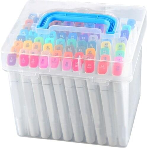 80 Slot Plastic Carrying Marker Case Holder Storage Organizer Box for Paint Sketch Markers-Fits for Markers Pen #524