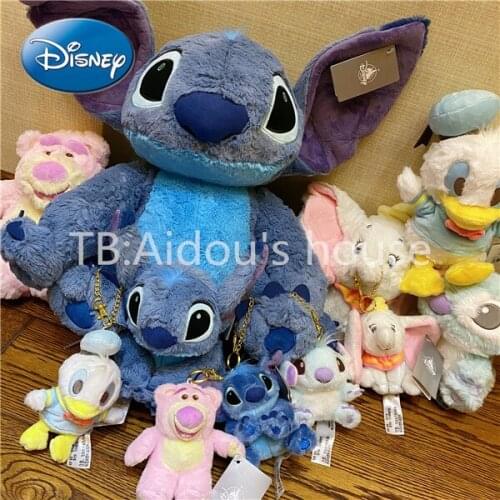 Disney Stitch Dumbo Strawberry Bear Donald Duck Plush Doll Toy Doll Keychain Bag Pendant