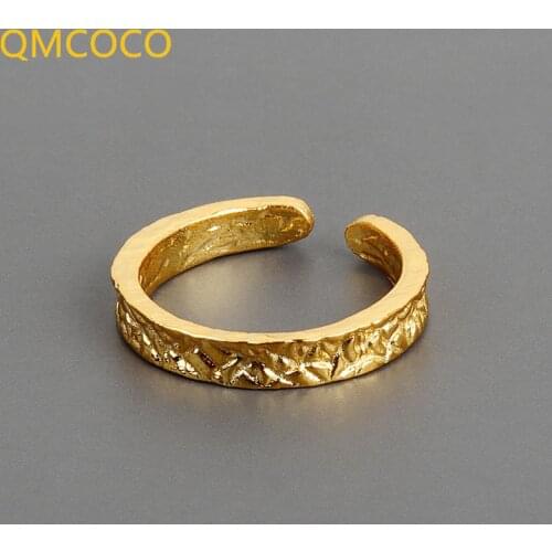 QMCOCO 925 Sterling Silver New Simple Design Rings Retro Simple Round Opening Handmade Ring Fashion Fine Jewelry