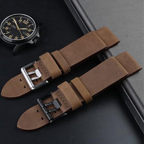 26mm Genuine Leather Watchband for Luminox 1879 1940 1920 1925 1927 Watch Strap Retro Crazy Horse Cowhide Bracelet Wrist Band