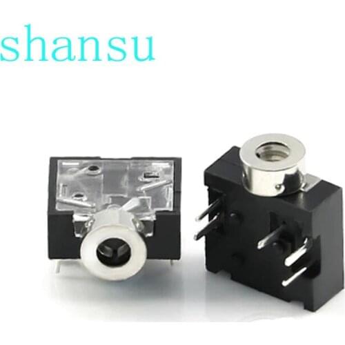 10pcs The power socket PJ-204 Audio socket 2.5MM DIP 5 PIN black/Transparent cover PJ204 Headphone socket