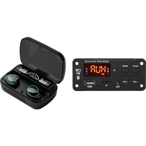 Retail DC12V Wireless Bluetooth MP3 WMA USB/SD Decoder Board with M10 Wireless Headphones Bluetooth 5.1 2000MAh Charging Box