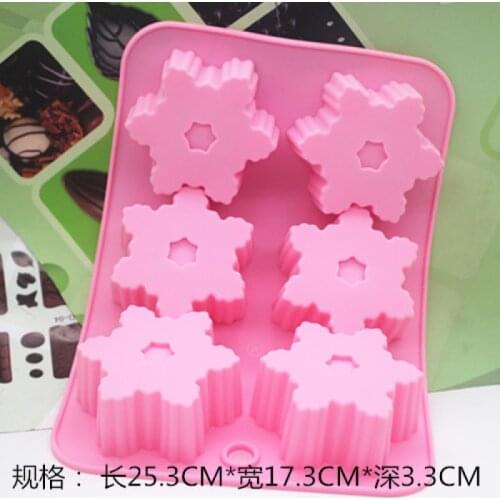 Silica Gel Cake Baking Chocolate Mold Six Snowflakes Cold Soap Making Diy Silicone Soap Molds