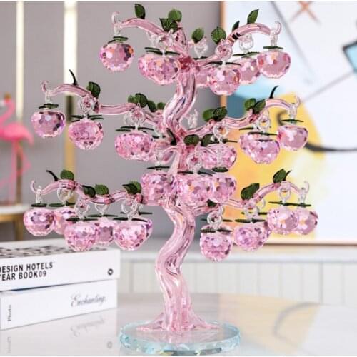 GLASS CRYSTAL APPLE TREE FIGURINES CRAFTS FENGSHUI ORNAMENT HOME DECOR CHRISTMAS NEW YEAR GIFTS SOUVENIRS DECOR ORNAMENT