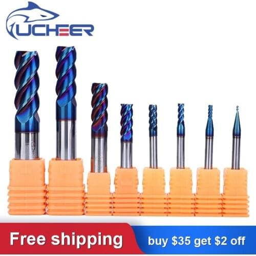 UCHEER 1pc blue nano 4fluites End Mill Tungsten Carbide Milling Cutter CNC Machine Tools