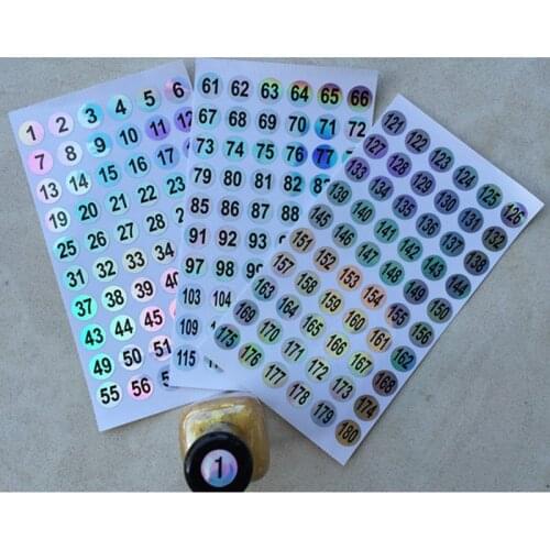 Waterproof Number 1-300 Laser Labels Stickers For DIY Craft Nail Polish Lipstick Color Number Tags School Office Supplies