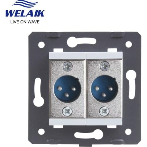 WELAIK EU-Standard 2XLR-Socket-DIY Parts-Wall-XLR Socket-parts-Without Glass-Panel A82XLRW