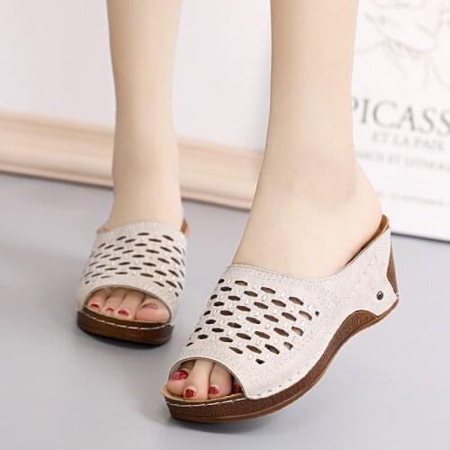 Women Beach Sandals Peep Toe Wedge Shoes Woman Thick Bottom Elegent Slipper Women Sandals Heel Wedge Casual Ladies Sandals Shoes