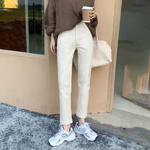 XPlus Size Straight Denim Harem Pants For Women Vintage High Waist Retro Mom Boyfriend Jeans Solid Ankle Length Casual Trousers