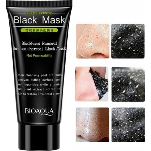 1pc Blackhead Remover Nose Mask Face Care Against Black Dots Mud Acne Deep Cleansing Oil-Control Black Bamboo Charcoal Masks