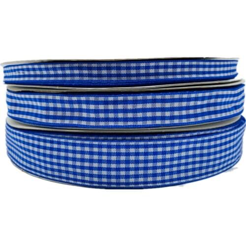 10/15/20/25mm 5yards/Lot Blue Plaid Ribbon Handmade Ribbon For Bow Party Wedding Christmas Decoration DIY Gift Wrapping