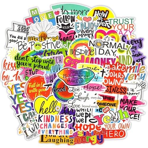 10/30/50pcs Color Motivational Phrases Sticker Quotes Sentences Waterproof Laptop Skateboard Office Study Room Graffiti Decals