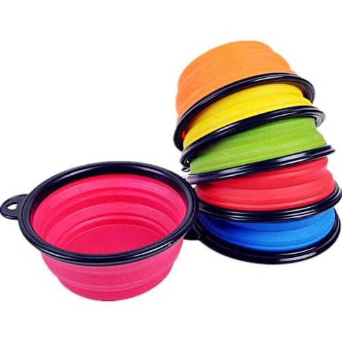 100pcs Dog Bowl Foldable Eco Firendly Silicone Pet Cat Dog Food Water Feeder Travel Bowls Puppy Doggy Food Container
