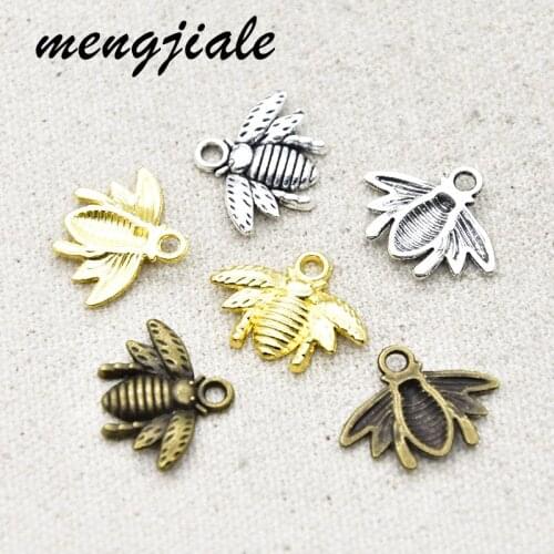 25pcs Wholesale Three Color Bee Charms Alloy Metal Pendants For DIY Jewelry Accessories Making 21*16mm