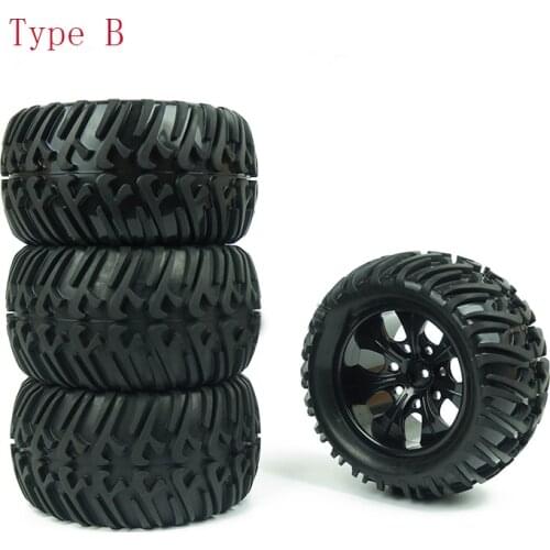 4PCS HSP Truck Wheel Tires D128mm Rubber Tire 128*65mm Wheels in 12mm Hex Adapter for 1/10 94111 94188 Off-road RC Cars