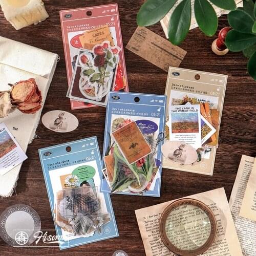 40P Artist Letter Plant Flower Stationery Sticker Scrapbooking Creative PET DIY DIary Journal Decorative Adhesive Seal Supplies