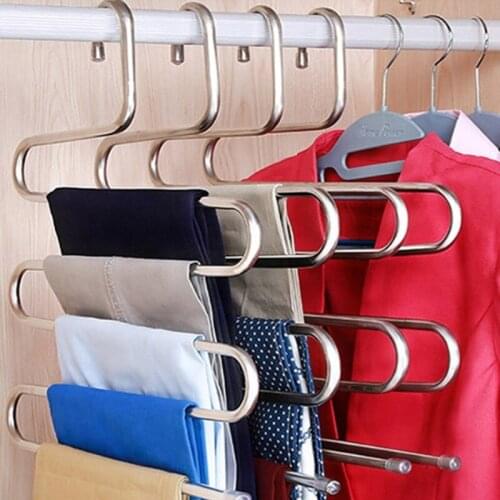 Stainless Steel 5 Layers Pants Hangers Holders Trousers Hanger Storage Rack Clothes Hanger Wardrobe Closet Organization for Pant