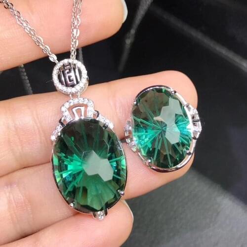 Big size green crystal ring women fine jewelry 925 sterling silver certified big size natural gem party banquet birthday gift