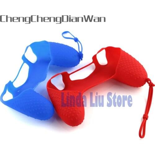 ChengChengDianWan 5pcs 30pcs wireless Silicone Soft Protective Case cover With Wrist strap hand strap for PS4 controller