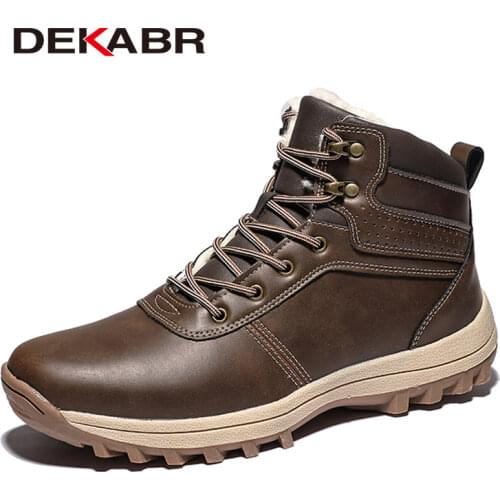 DEKABR 2021 Brand Winter Genuine Leather Ankle Snow Men Boots With Fur Plush Warm Men Casual Boots High Quality Waterproof Boots