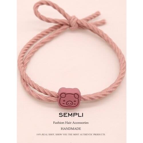 Sempli High Elasticity Nylon Elastic Hair Bands Alloy Cute Cartoon Pig Headwear For Women Kid Children Rubber Bands Hair Scrunch