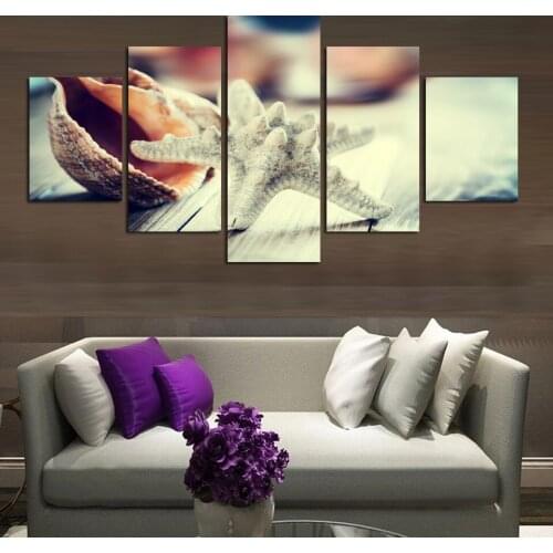 Canvas Wall Art Pictures Unframed Kitchen Restaurant Decor 5 Pieces Marine Life Starfish Conch Living Room HD Print Poster Paint