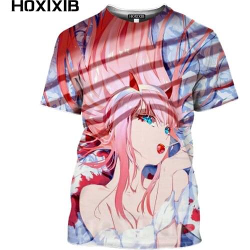 HOXIXIB Harajuku Hentai O Neck Anime Girl Tshirt Men Women Tops Loli ICHIGO Delphinium 3D ZERO TWO Darling In The Franxx T Shirt