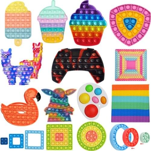 Pop Fidget Reliver Stress Toy Rainbow Push Bubble Antistress Toys Adults & Children Sensory Toys to Relieve Autism Free Shipping
