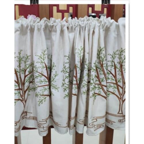 JUYANG.Short curtains for sunshades. Beautifully embroidered cabinetry curtains. Decorative curtain head. Coffee curtains