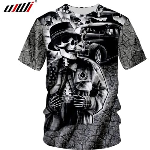 UJWI T-shirt Mens factory skull 3D t-shirt print smoked skull hip hop 7XL clothes mens summer t-shirt