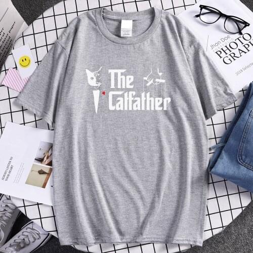 The Catfather Cat Cool Printing Men Tshirt Oversized S-XXXL Clothing Vintage Casual Male T Shirts Summer Comfortable T-Shirts